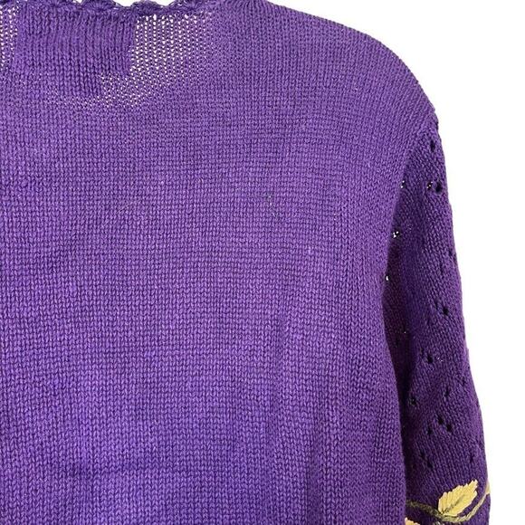 Herman Geist Hand Embroidered Womens Embroidered Vintage Purple Sweater sz S - Picture 11 of 16